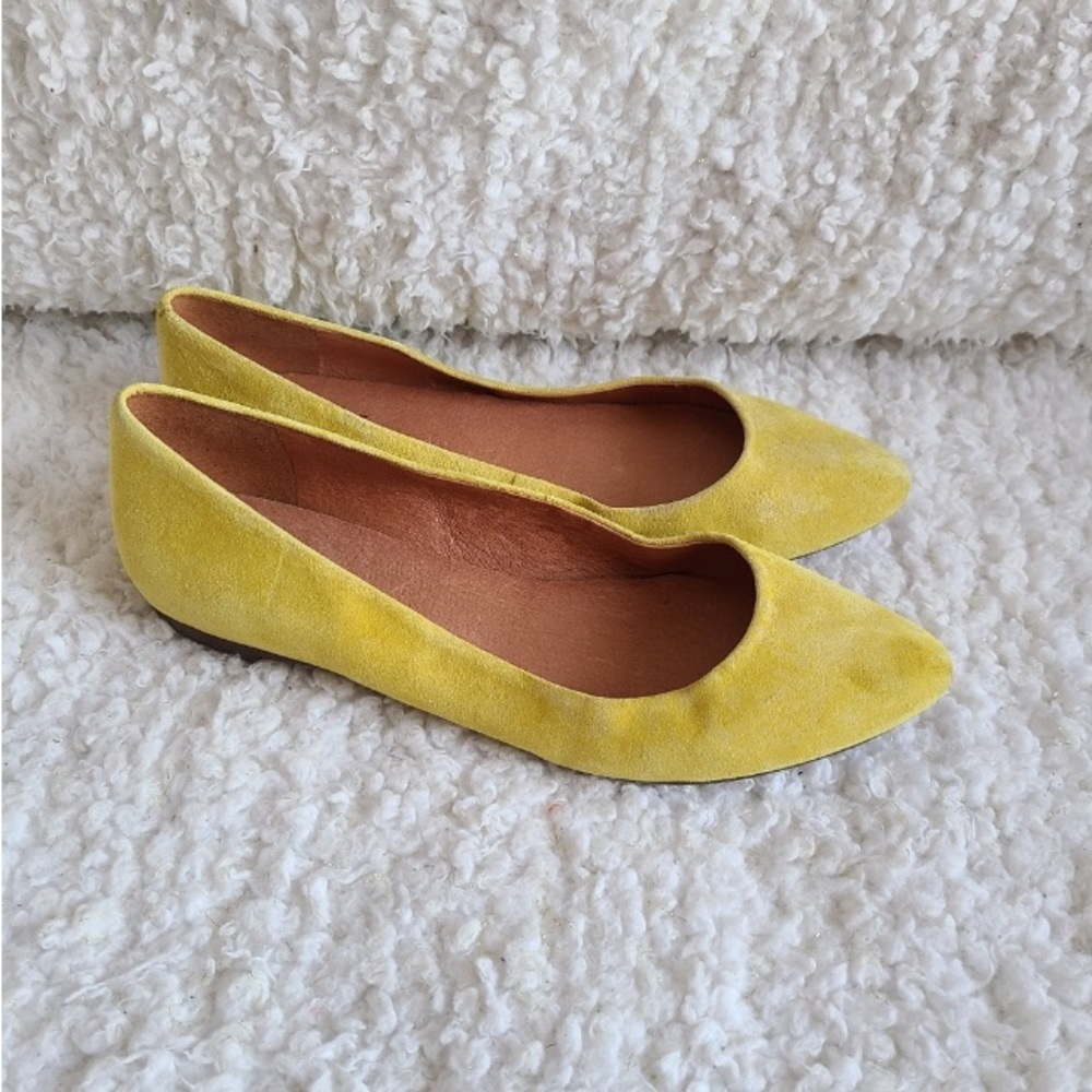 1937 Footwear Madewell Yellow Suede Pointed Toe Flats